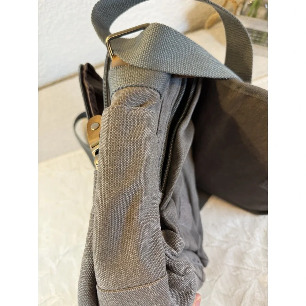 PLAMBAG Messenger Bag Travel Satchel Gray Canvas Shoulder Crossbody.‎ Unisex.
